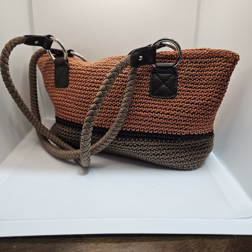 croft & barrow Two-Tone Woven Mini Tote in Orange and Brown